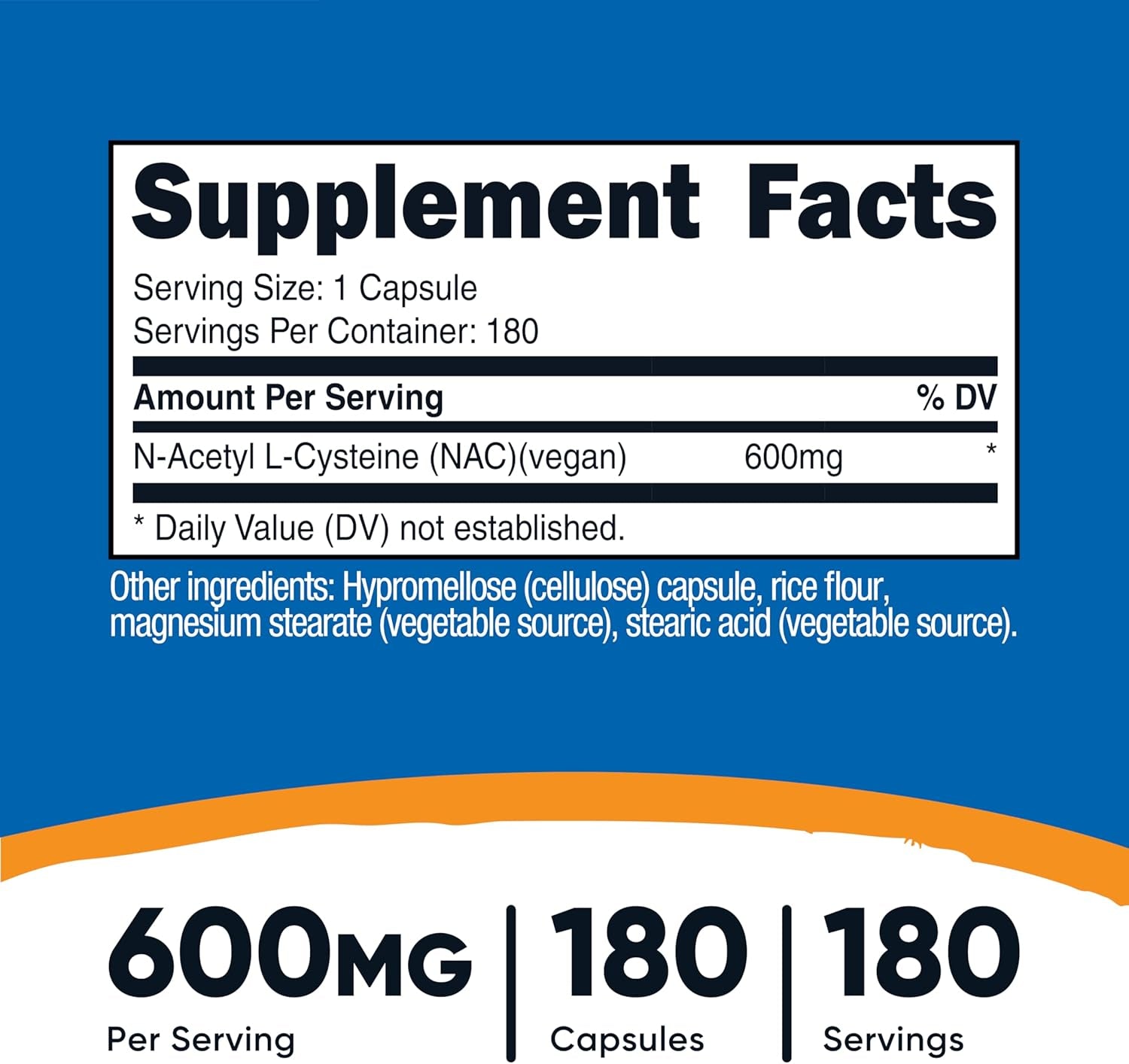 Premium NAC 600mg – 180 Vegan Capsules